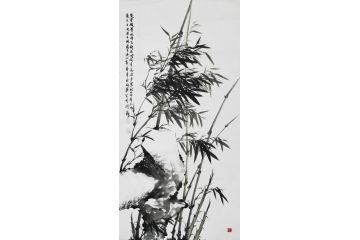 知名画竹人宫竹君国画竹子《凌云傲骨风格在新石》