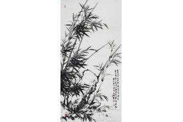 实力派画家宫竹君竹子画《安居深山乱石中，修得四时一身清》