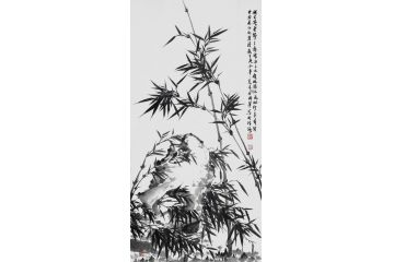 宫竹君四尺竖幅国画竹子图《破士凌云节节高》