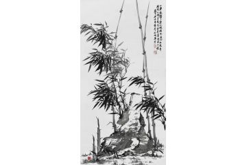 知名画竹人宫竹君国画竹子《一身气节碧元》