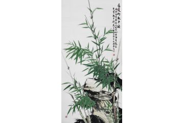 实力派画家宫竹君竹子画《富贵竹报平安》