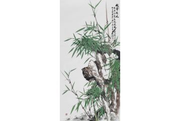 宫竹君四尺竖幅国画竹子图《傲骨凌风》