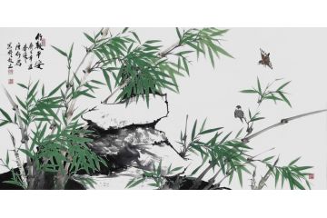 实力派画家宫竹君竹子画《竹报平安》