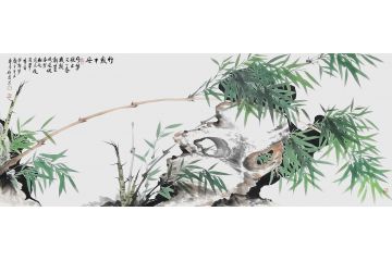 实力派画家宫竹君竹子画《竹报平安》