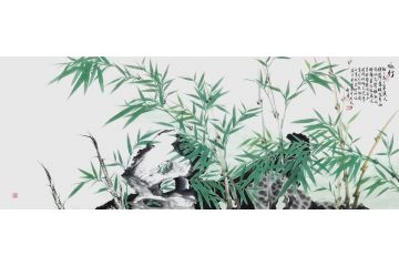 宫竹君六尺横幅国画竹子图《咏竹》