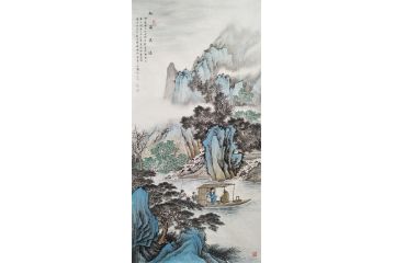 实力派青年画家黄开前四尺竖幅仿古山水《松溪高逸》