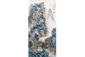实力派青年画家黄开前四尺竖幅仿古山水《溪山幽居》