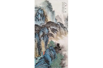 实力派青年画家黄开前四尺竖幅仿古山水《松溪高逸》