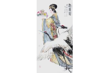 道释画 柳子峻写意人物画《献寿图》
