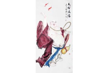 道释画 柳子峻写意人物画《天降鸿福》