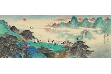 黄开丛新品力作山水画新品《鹤鸣松风》
