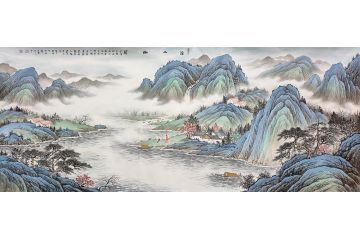 实力派青年画家黄开前八尺横幅仿古山水《溪山幽居》