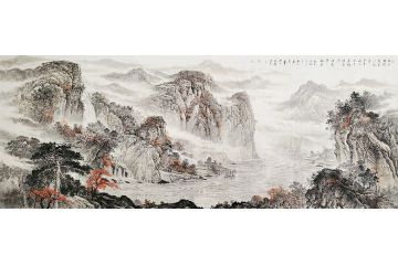 香港国画院院长叶大隐新品写意山水画《垂虹亭》