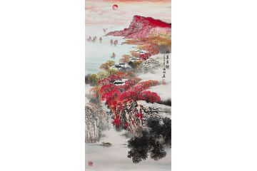 诸明新品力作写意山水画《鸿运当头》