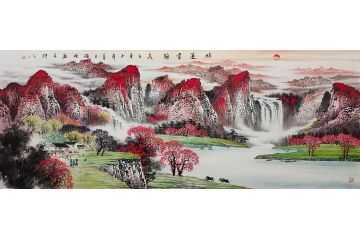 诸明新品力作写意山水画《鸿运当头》