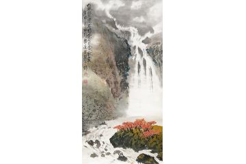 知名画家郭逢挺写意山水画《泉声清耳目 正气袭衣裳》