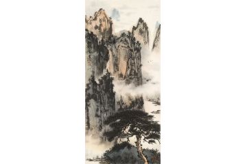 美协岑今新品创作写意山水画《春江秋色》