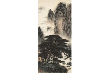 美协岑今国画四尺竖幅山水画《穷款》