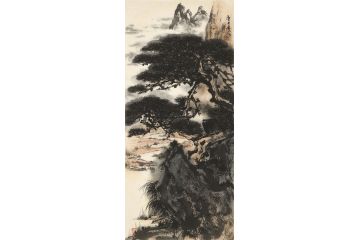 中美协画家岑今新品创作山水画《穷款》