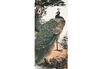 美协岑今新品四尺竖幅花鸟画《穷款》