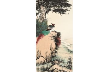 岑今国画新品创作四尺竖幅花鸟画《穷款》