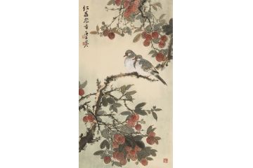美协岑今新品国画花鸟画《红荔飘香》