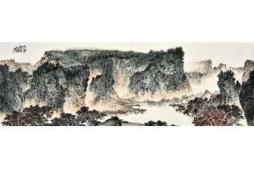 美协岑今新品创作写意山水画《太行春色》