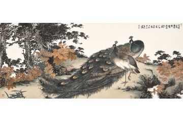 美协岑今新品国画花鸟画《咏孔雀诗》