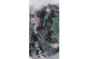 美协李星赋山水画创作《策杖溪亭听水声》