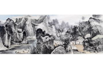 美协李星赋国画山水画创作《穷款》