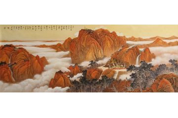 当代著名书画家叶大隐新品山水画《泰山》