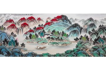 李国胜新品聚宝盆八尺横幅风水画《春和景明》