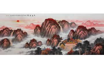 风水靠山图 李国胜泰山五岳独尊大靠山《紫气东来》