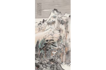 著名画家唐利中写意山水画作品《山中流泉》