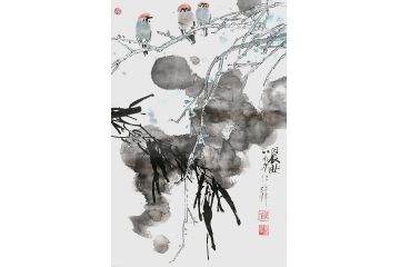 知名画家郭逢挺写意花鸟画《晨曲》