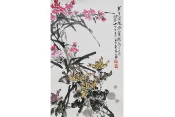 知名画家郭逢挺写意花鸟画《莫到西风卷廉瘦》