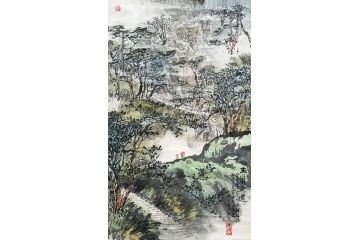 知名画家郭逢挺写意山水画《五屏磴道》