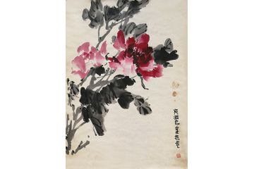 知名画家郭逢挺写意花鸟画《真国色》