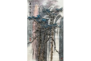 双绝艺术家郭逢挺国画作品《飞流直下》