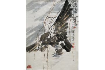 知名画家郭逢挺写意花鸟画《万里鹏程展宏图》