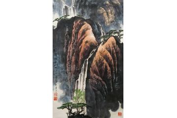 知名画家郭逢挺写意山水画《朝晖》