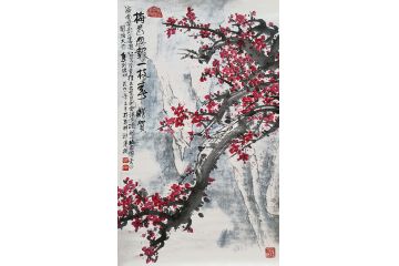 知名画家郭逢挺写意花鸟画《梅花忽报一枝春》