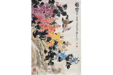 知名画家郭逢挺写意花鸟画《傲霜》