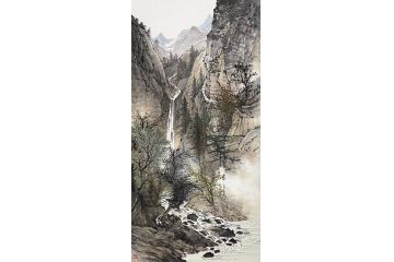 美协周扬波山水画作品《溪山秋色图》