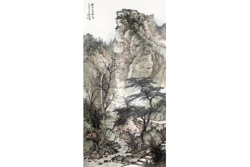 周扬波新品四尺竖幅山水画《幽谷泉韵图》