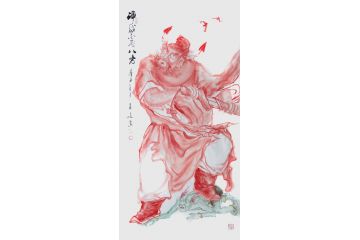 柳子峻四尺竖幅写意人物画《神威震八方》