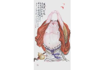 柳子峻四尺竖幅写意人物画《万事如意》