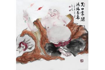 柳子峻斗方写意花鸟画《多福多寿》