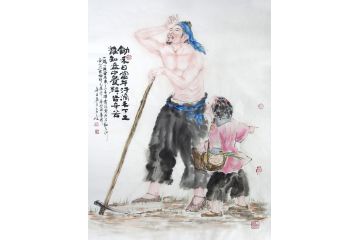 柳子峻新品写意人物画《锄禾日当午》