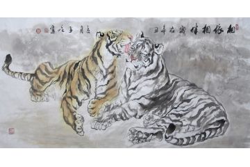 柳子峻新品写意动物画《相依相伴》
